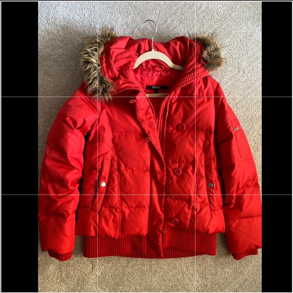 Red DKNY coat